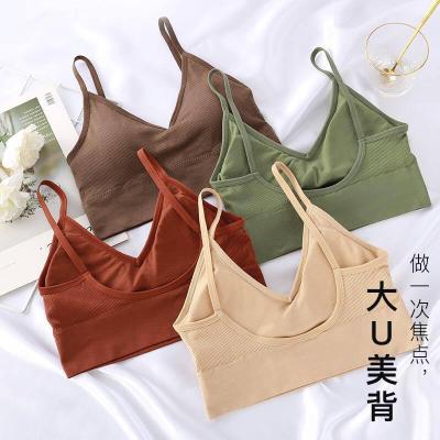 China Hot Selling Stylish Seamless Bra U Back V-Neck School Girls Cotton Seamless Bralette Removable Padded Ultra Comfortable Bra for sale