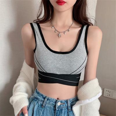 China Seamless White Ribbed Knit Stretch Slim Casual Tank Tops Halter Shorts Camisole Crop Tops Invest T-shirt Fitness Sleeveless Women for sale