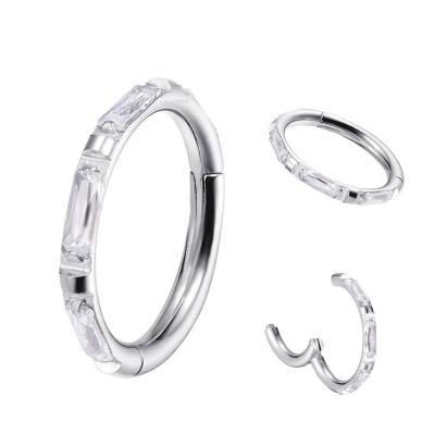 China Eternal Titanium CLASSIC CZ Metal ASTM F136 Outdoor Rectangular Wand Hinged Segment Circle Rings Piercing Jewelry for sale