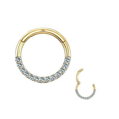 China CLASSIC Eternal Tragus Metal Clicker Hinged Segment Piercing Ring in 14Karat Yellow Gold Solid Gold for sale