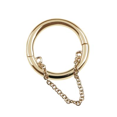 China 14KT Metal Eternal CLASSIC YELLOW GOLD WITH CHAIN ​​HINGED SEGMENT CLICKER PIERCING JEWELRY for sale