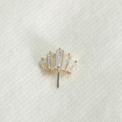 China TRENDY Eternal 14K Metal Solid Gold Wand Zirconia Threadless Nipple End for sale