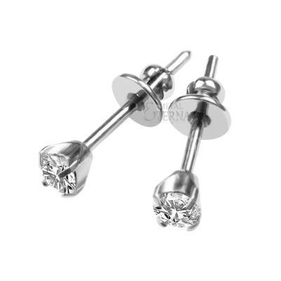 China CLASSIC Eternal titanium metal ASTM F136 CZ fork set titanium earring post body earrings jewely for sale