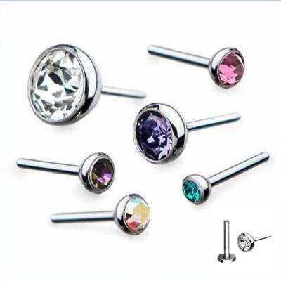 China Ends Body Jewelry Eternal Titanium Grade ASTM F136 Threadless Gem Labret Lip Metal Implant Titanium Embedding for sale