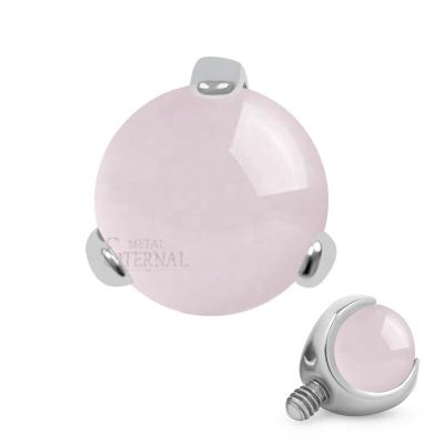 China CLASSIC Eternal Titanium Metal Claw ASTM F136 Set Rose Quartz Threaded Top Body Jewelry for sale