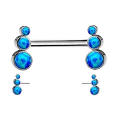 China ASTM ETERNAL FASHIONABLE F136 Opal Bezel Set Threadless Titanium Nipple Piercing Jewerly for sale