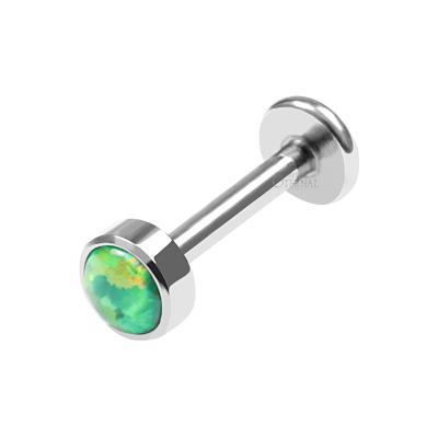 China CLASSIC Eternal Titanium Metal Bezel ASTM F136 Set Synthetic Opal Internally Threaded Labret Studs for sale