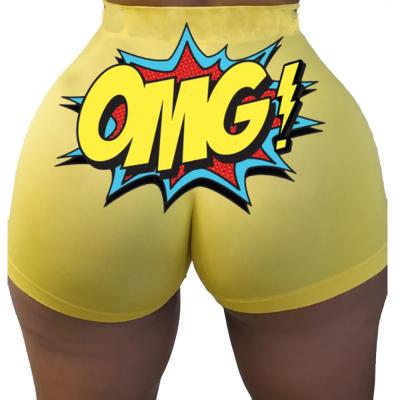 China 2021 Women's Anti-wrinkle new custom logo shorts gym design booty yoga sports shape candy bowling snack abbreviations women short pants for sale