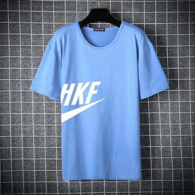 China Anti-wrinkle factory supply summer fashion design streetwear round neck T-shirts short sleeve blue men's T-shirt for sale