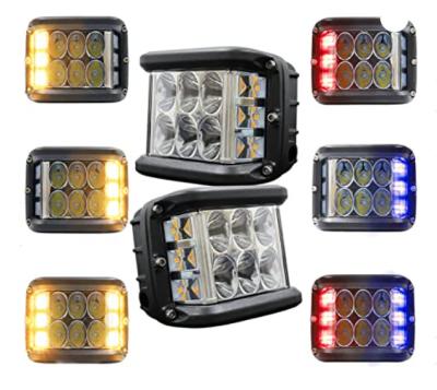 China DoubleWow Side Shooter Pod Lights 4 Inch Double Row LED Strobe Cube Red Blue Yellow Lights For Farm Tractor Plow Truck ATV UTV 4x4 4INCH for sale