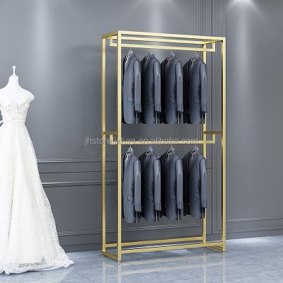 China Custom Wholesale Modern Evening Dress Clothing Store Fixture Retail Rack Garment Wedding Dress Display Racks for sale