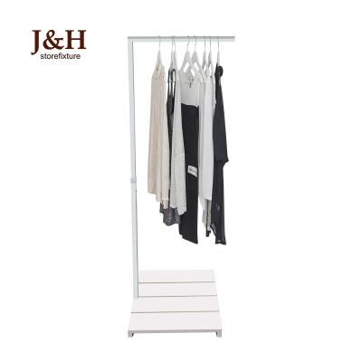 China Heavy Duty Luxury Clothing Racks White Metal Single Arm Display Clothes Stand Single Garment Rack For Store for sale