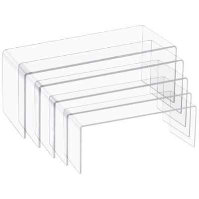 China Large Acrylic Clear Acrylic Display Risers 5 Sizes Acrylic Jewelry Display Riser Shelf Shelving Fixtures For Cake Candy Display Stand for sale