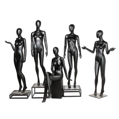 China Other fashion women sitting / standing curvy full body fiberglass black body mannequins full clothing female for sale