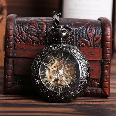 China Waterproof High Quality Necklace Hand Party Mechanical Men's Antique Hollow Pocket Watch for sale