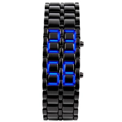 China Fashion \ Dress Luxury Best Selling Popular Metal Strap Led Digital Watch Women And Men Iron LED Samurai Watch for sale