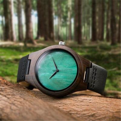 China New Design Auto Date Watches Wooden Minimalist Wrist Watch Genuine Leather Custom Logo For Men And Women Watches for sale