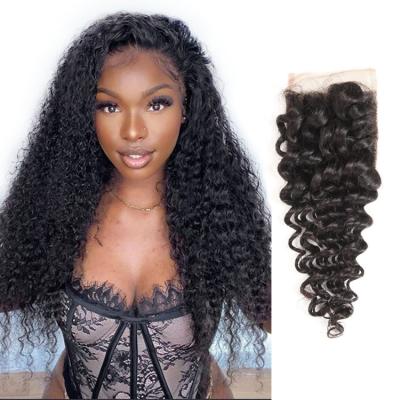 China Top Quality Deep Wave Virgin Human Hair Deep Wave Hair Closure Best Price Brazilian Deep Wave Hair Wholesale Hair Closure for sale