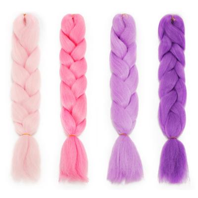 China High Quality Glowing Synthetic Braiding Hair Colored Braids Fiber Braid Hair Low Price High Temperature Heat Resistant Synthetic Extensions for sale