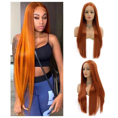 China Brown Pink Black Orange Blonde Red Silky Straight Wave Long Natural Looking Heat Resistant Synthetic Wigs for sale