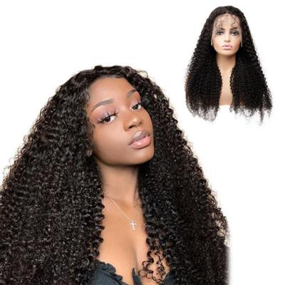 China Raw Unprocessed Curly Fluffy Natural Curly Human Hair Wigs 13x4 8 Inch 30 Inch Lace Front Wig for sale