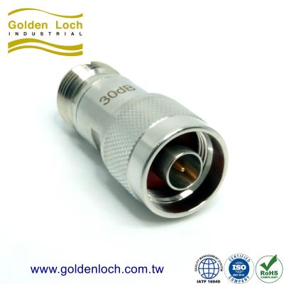 China N2 Watt Brass Male To Female Fixed Attenuator for sale