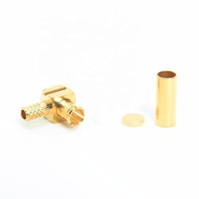 China Right Angle Brass 75 Ohm MCX Male Connector Crimp For RG179 for sale