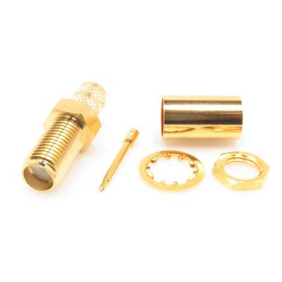 China RP SMA Connector Bulkhead Brass Jack Crimp For RG142 RG223 RG400 for sale