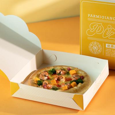 China Composable Food Packaging Handmade Paper Container Take Out Printed Craft Pizza Boxes for sale