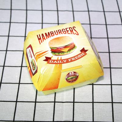 China Restaurant Handmade Burger Paper Food Container Mini Disposable Burger Box Packaging for sale