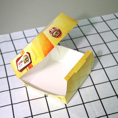 China Cheap Disposable Paper Hamburger Chicken Burger Box Disposable Food Packaging Premium Box for sale