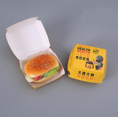 China Disposable Customize Printed Food Paper Premium Disposable Hamburger Container Restaurant Packaging Boxes for sale