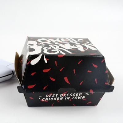 China Black Biodegradable Biodegradable Burger Box Custom Printed Square Paper Burger Box for sale