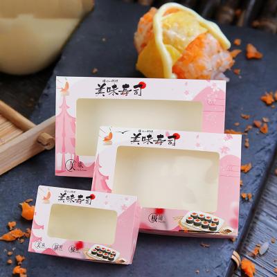 China Biodegradable Disposable Sushi White Paper Take Out Box With Window For Food Sushi Packaging Box for sale