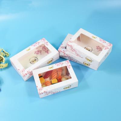 China Eco Sustainable Disposable Food Packaging Container Disposable Luxury Paper Sushi Box With Window for sale