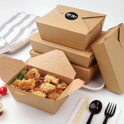 China Eco - Friendly Disposable Chinese Food Storage Container Kraft Paper Takeout Lunch Box for sale