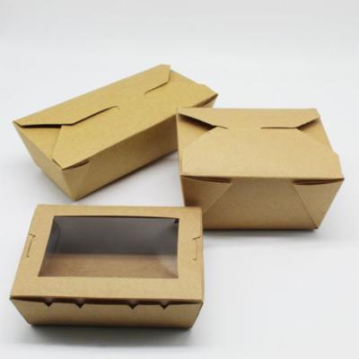 China Hot Selling Disposable Take Out Food Paper Containers Printed Food Packaging Paper Lunch Box With Window for sale