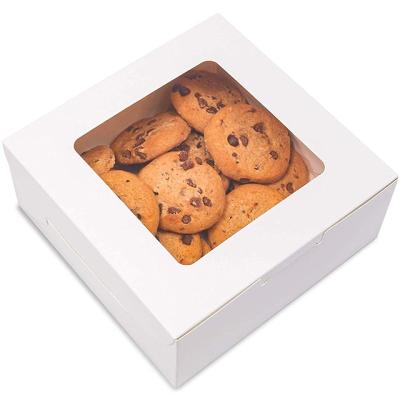 China Disposable Hot Selling Custom Logo Take Out Food Grade Paper Containers Window Bakery Cookie Box for sale