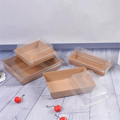 China Custom Cheap Disposable Eco Friendly Kraft Paper Material Window Packaging Cake Bakery Transparent Boxes for sale