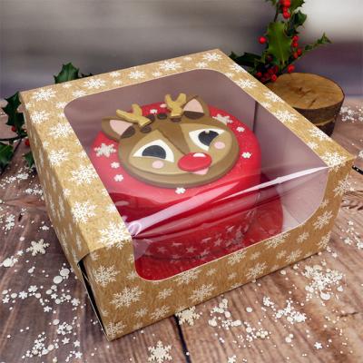 China Disposable Christmas Printing Disposable Paper Take Out Food Containers Cake Box Bakery Food Packaging for sale