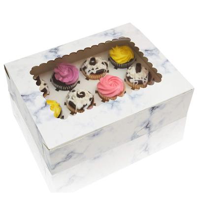 China Disposable OME Dongguan Customized Cheap Cup Cake Box Paper Food Grade White Window Bakery Boxes for sale