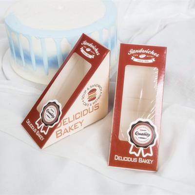 China Biodegradable White Triangle Packaging Bakery Boxes With Windows for sale