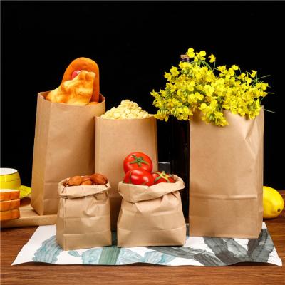 China Wholesale Disposable Takeout Brown Bread Food Packaging Custom Printed Kraft Paper Bags for sale