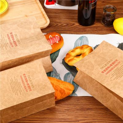 China Disposable Cheap Custom Printed White Bread Packaging Paper Bags For Food Caterer for sale