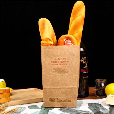 China Custom Disposable Logo Takeaway Kraft Food Packaging Disposable Bread Paper Bag for sale