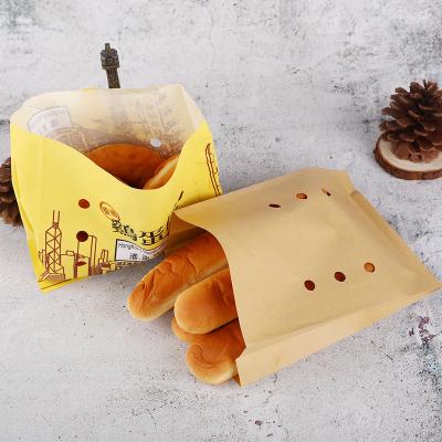 China Disposable Catering Fried Hamburger Oil Proof Food Packaging Paper Bag Custom Restaurant for sale