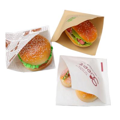 China Hamburger Oil Proof Small Satchel Packaging Disposable Disposable Custom Paper Bags For Food for sale