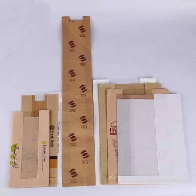 China Custom Printed Logo Die Cut Disposable With Open Window Sandwich Toast Food Packaging Paper Bags for sale