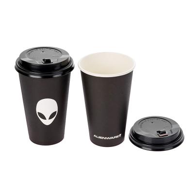 China Disposable Wholesale Cheap Customized Black Biodegradable Coffee Cup With Lid for sale