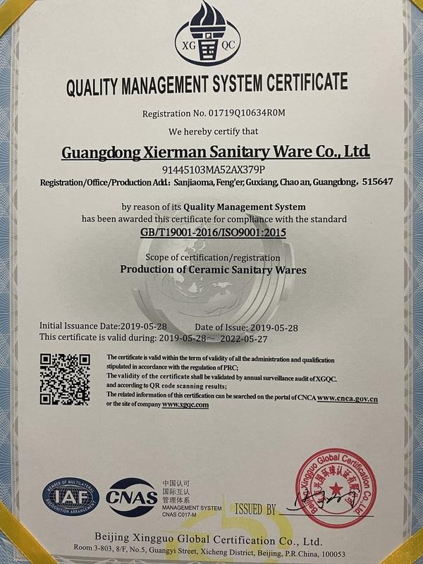 ISO9001 - Guangdong Xierman Sanitary Ware Co., Ltd.